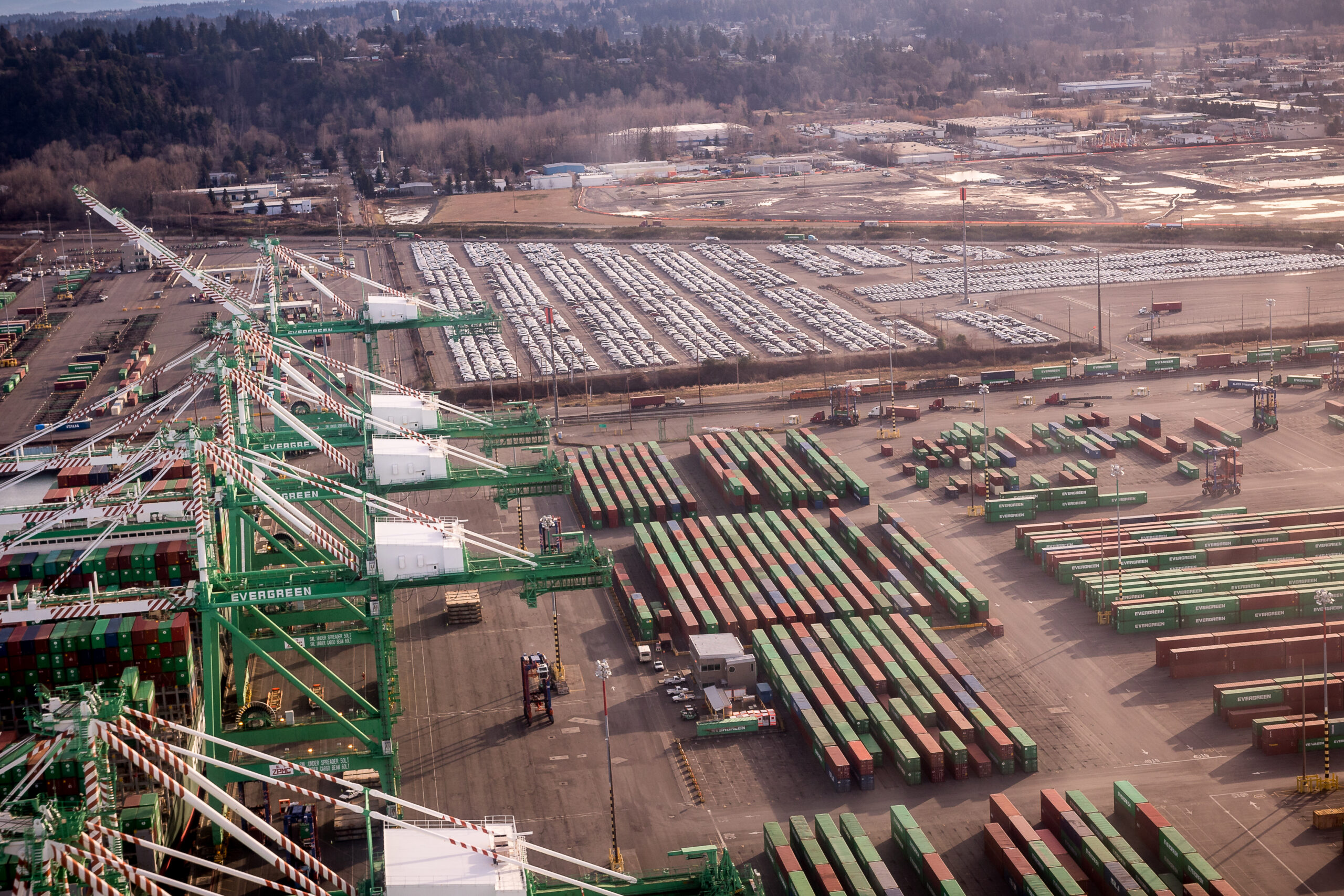 Tacoma container port aerial trade