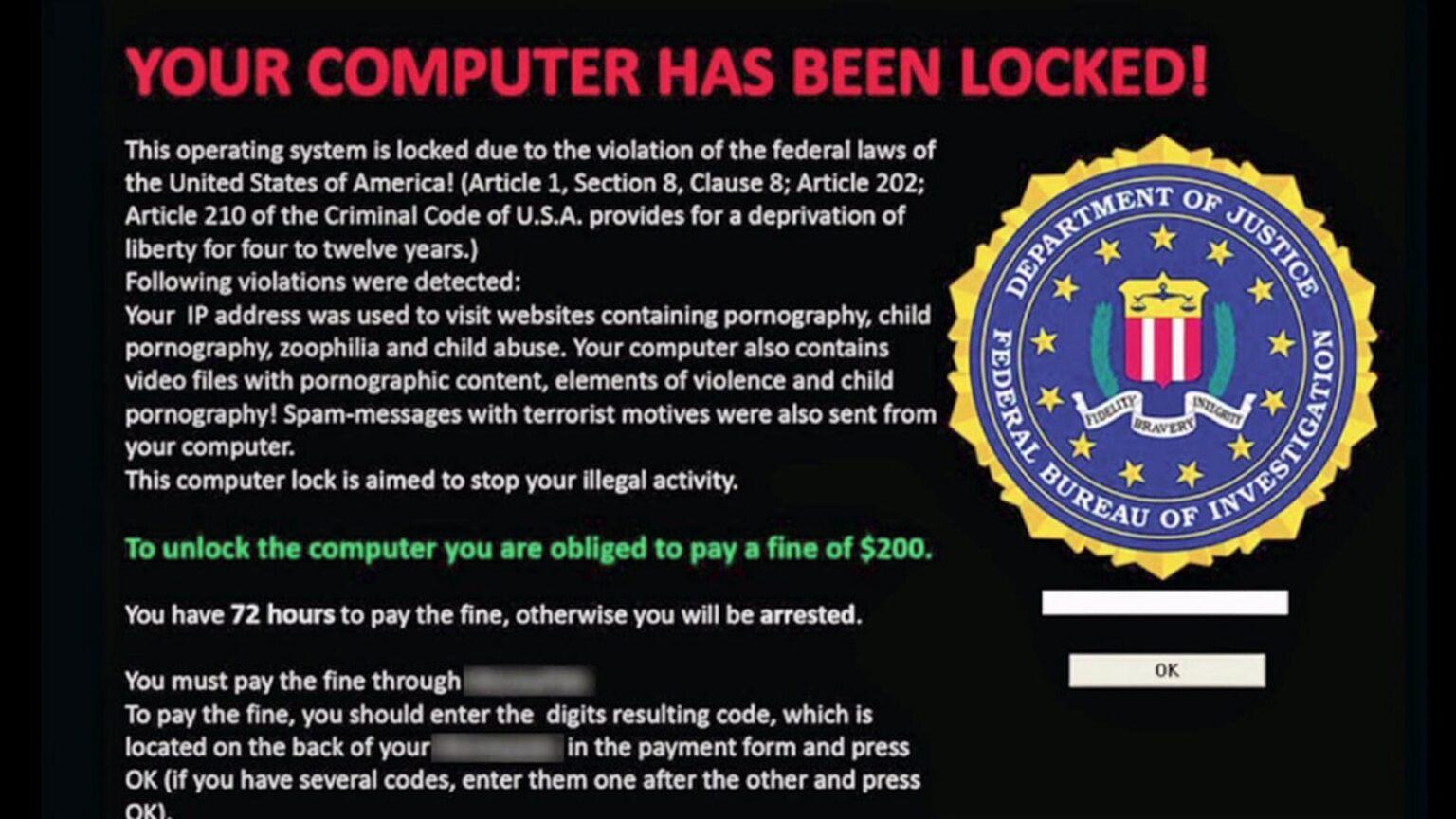 Ransomware - екран здирницького вірусу